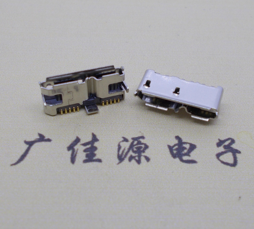 樟木头镇 双接口micro usb3.0母座有卷边10pin三个固定脚插板