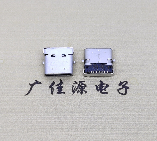 樟木头镇type c24p板上双壳连接器接口 DIP+SMT L=10.0脚长1.6母头